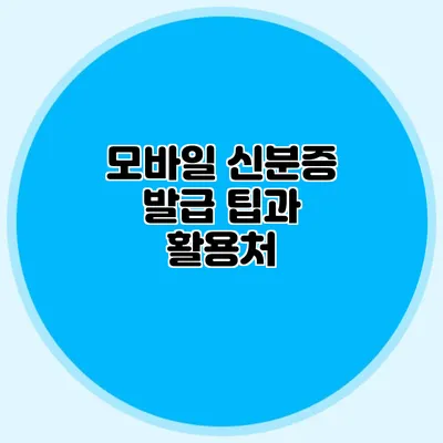 모바일 신분증 발급 팁과 활용처