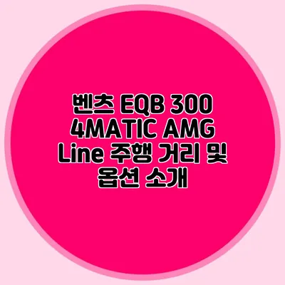 벤츠 EQB 300 4MATIC AMG Line 주행 거리 및 옵션 소개