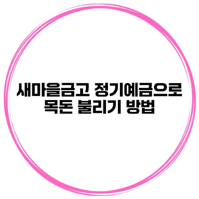 새마을금고 정기예금으로 목돈 불리기 방법