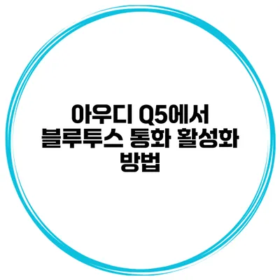아우디 Q5에서 블루투스 통화 활성화 방법
