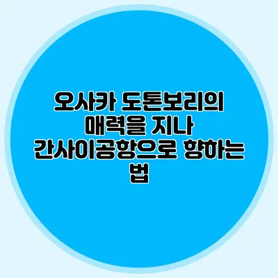 오사카 도톤보리의 매력을 지나 간사이공항으로 향하는 법