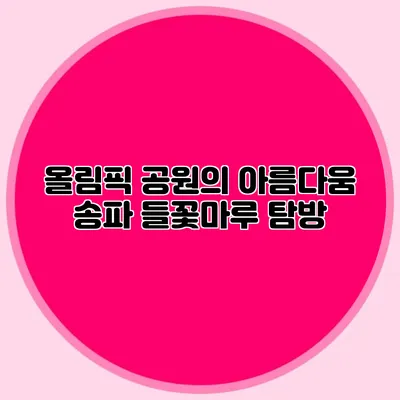 올림픽 공원의 아름다움 송파 들꽃마루 탐방