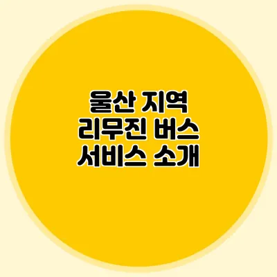 울산 지역 리무진 버스 서비스 소개