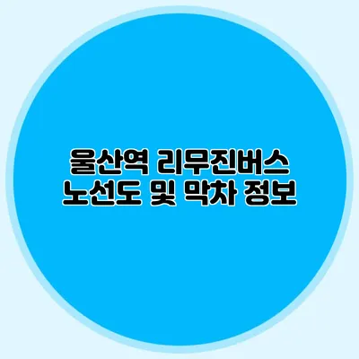 울산역 리무진버스 노선도 및 막차 정보