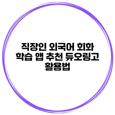 직장인 외국어 회화 학습 앱 추천 듀오링고 활용법