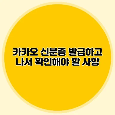 카카오 신분증 발급하고 나서 확인해야 할 사항