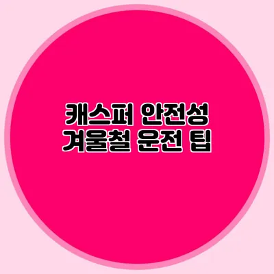 캐스퍼 안전성 겨울철 운전 팁