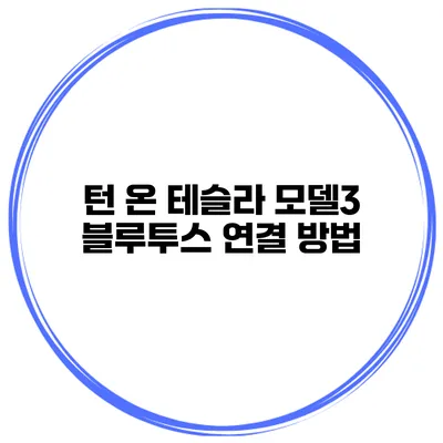 턴 온 테슬라 모델3 블루투스 연결 방법