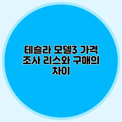 테슬라 모델3 가격 조사 리스와 구매의 차이