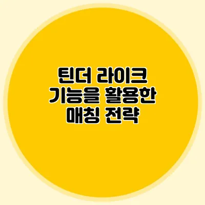 틴더 라이크 기능을 활용한 매칭 전략