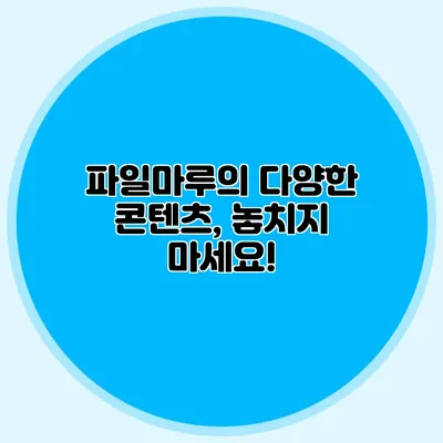파일마루의 다양한 콘텐츠, 놓치지 마세요!
