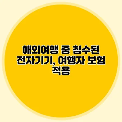 해외여행 중 침수된 전자기기, 여행자 보험 적용