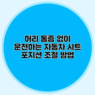 허리 통증 없이 운전하는 자동차 시트 포지션 조절 방법